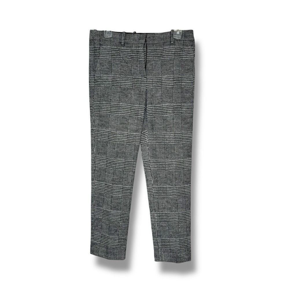 Theory Treeca Check Knit Black Plaid Wool-Blend Cropped Pants Women’s Size 4